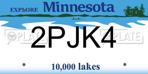 2PJK4 Minnesota License Plate