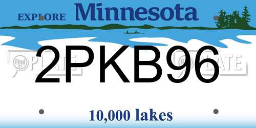 2PKB96 Minnesota License Plate