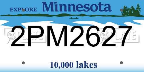 2PM2627 Minnesota License Plate