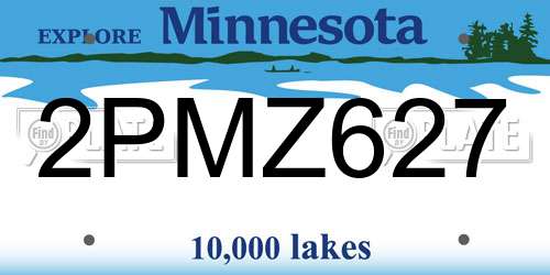 2PMZ627 Minnesota License Plate