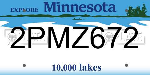 2PMZ672 Minnesota License Plate