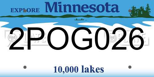 2POG026 Minnesota License Plate