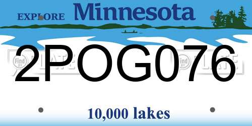 2POG076 Minnesota License Plate