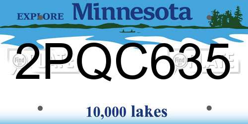 2PQC635 Minnesota License Plate