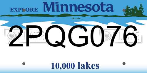 2PQG076 Minnesota License Plate