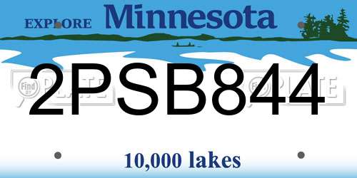 2PSB844 Minnesota License Plate