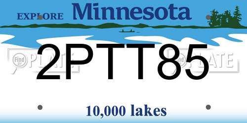 2PTT85 Minnesota License Plate