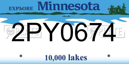 2PY0674 Minnesota License Plate