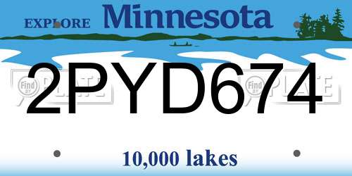 2PYD674 Minnesota License Plate