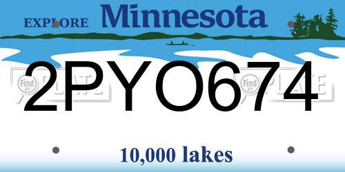 2PYO674 Minnesota License Plate