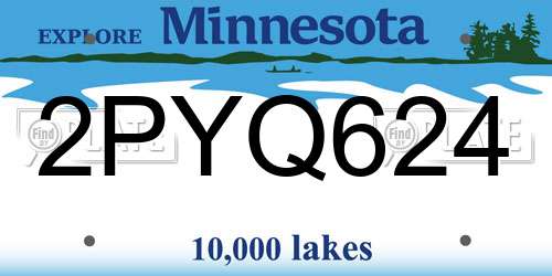 2PYQ624 Minnesota License Plate