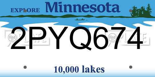 2PYQ674 Minnesota License Plate