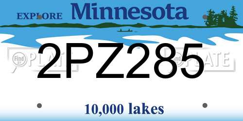 2PZ285 Minnesota License Plate