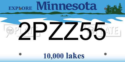 2PZZ55 Minnesota License Plate