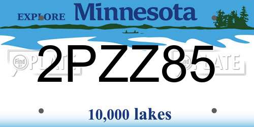 2PZZ85 Minnesota License Plate
