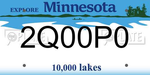 2Q00P0 Minnesota License Plate