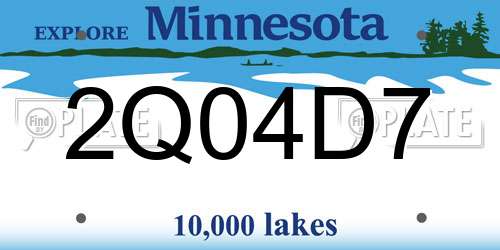 2Q04D7 Minnesota License Plate