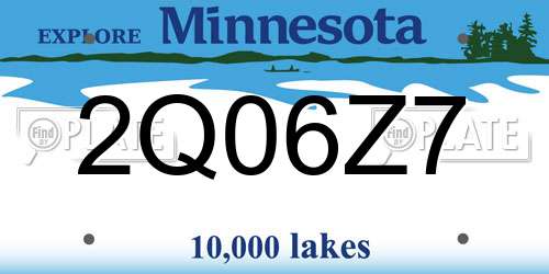 2Q06Z7 Minnesota License Plate