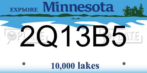 2Q13B5 Minnesota License Plate