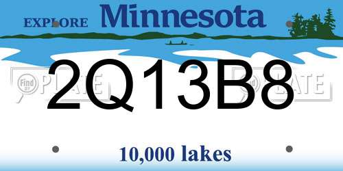 2Q13B8 Minnesota License Plate