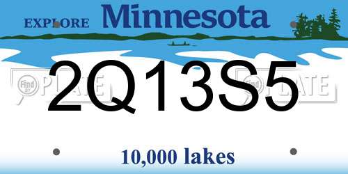 2Q13S5 Minnesota License Plate