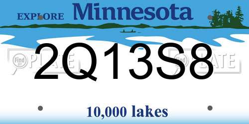 2Q13S8 Minnesota License Plate
