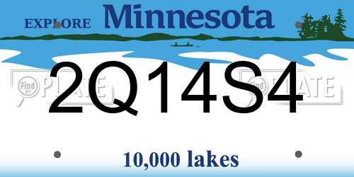 2Q14S4 Minnesota License Plate