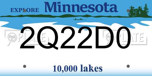 2Q22D0 Minnesota License Plate