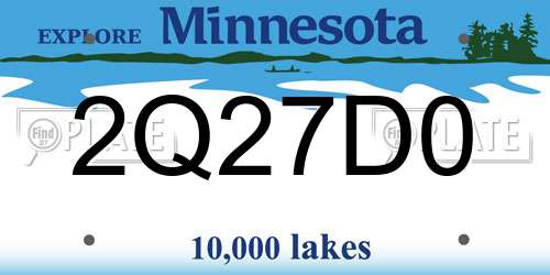 2Q27D0 Minnesota License Plate
