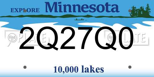 2Q27Q0 Minnesota License Plate