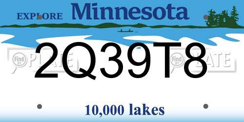 2Q39T8 Minnesota License Plate