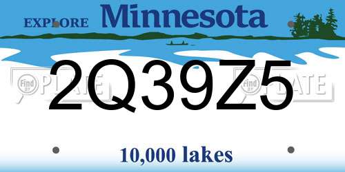 2Q39Z5 Minnesota License Plate