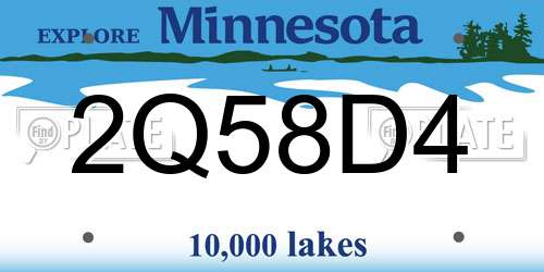 2Q58D4 Minnesota License Plate