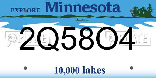 2Q58O4 Minnesota License Plate