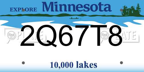 2Q67T8 Minnesota License Plate