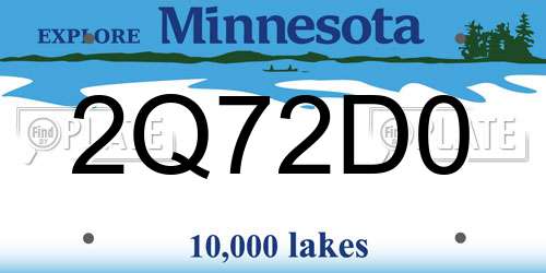 2Q72D0 Minnesota License Plate