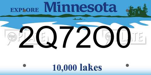 2Q72O0 Minnesota License Plate