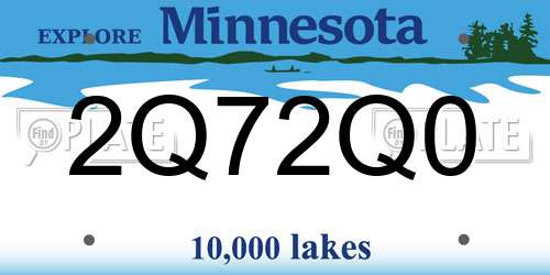 2Q72Q0 Minnesota License Plate