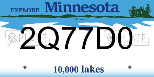 2Q77D0 Minnesota License Plate