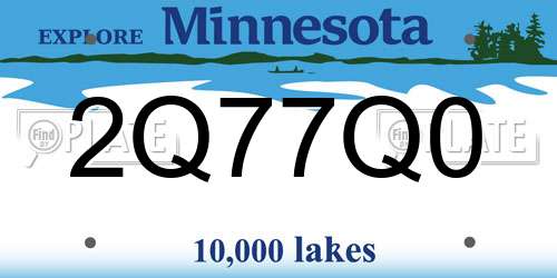 2Q77Q0 Minnesota License Plate