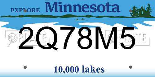 2Q78M5 Minnesota License Plate