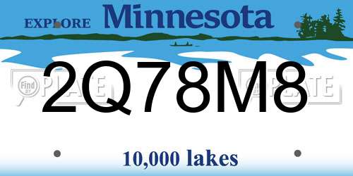 2Q78M8 Minnesota License Plate
