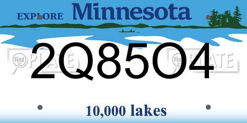 2Q85O4 Minnesota License Plate