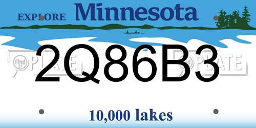 2Q86B3 Minnesota License Plate