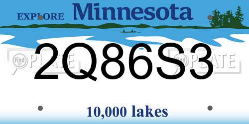 2Q86S3 Minnesota License Plate