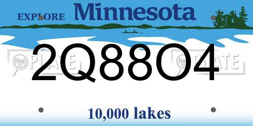 2Q88O4 Minnesota License Plate