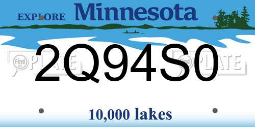 2Q94S0 Minnesota License Plate