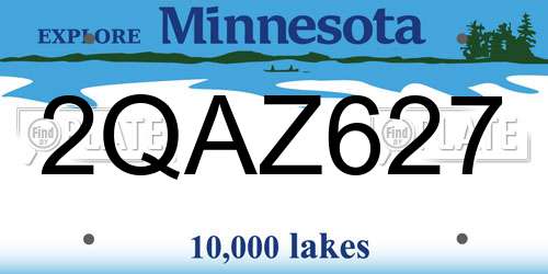 2QAZ627 Minnesota License Plate