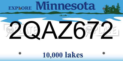 2QAZ672 Minnesota License Plate