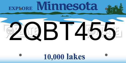 2QBT455 Minnesota License Plate